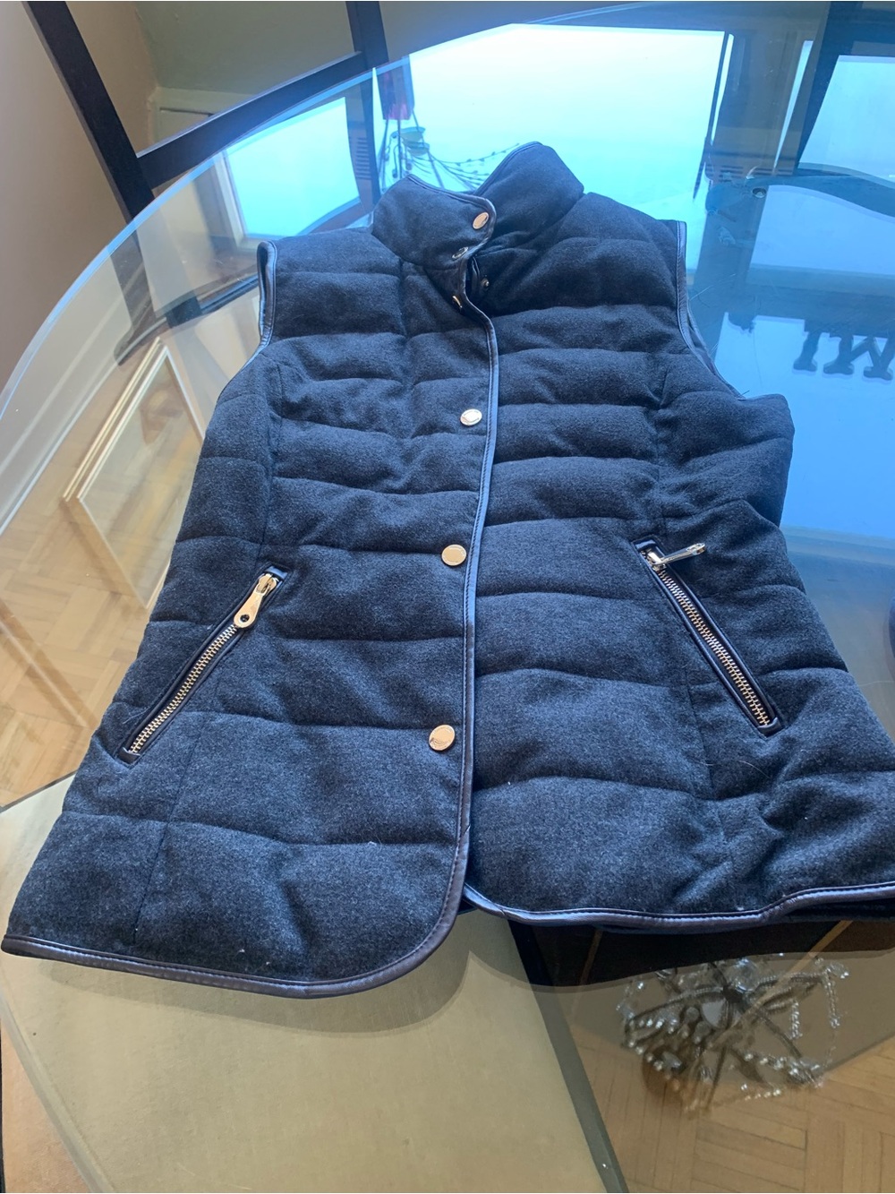 Massimo Dutti Quilted Navy Puffer Vest
